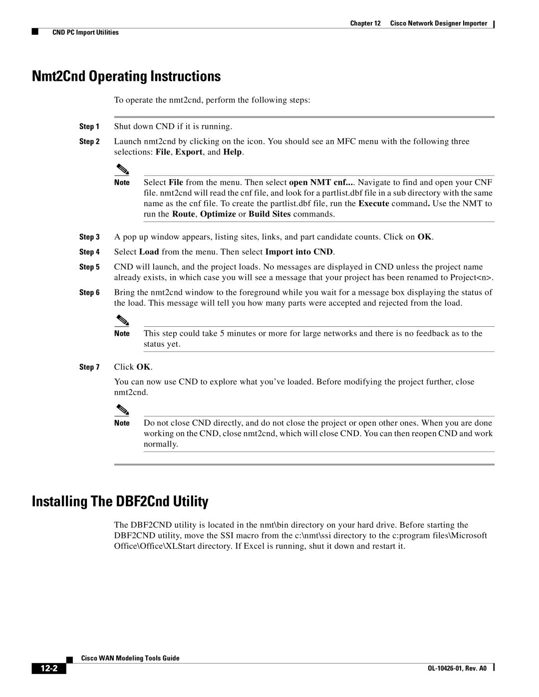 Cisco Systems OL-10426-01 manual Nmt2Cnd Operating Instructions, Installing The DBF2Cnd Utility 