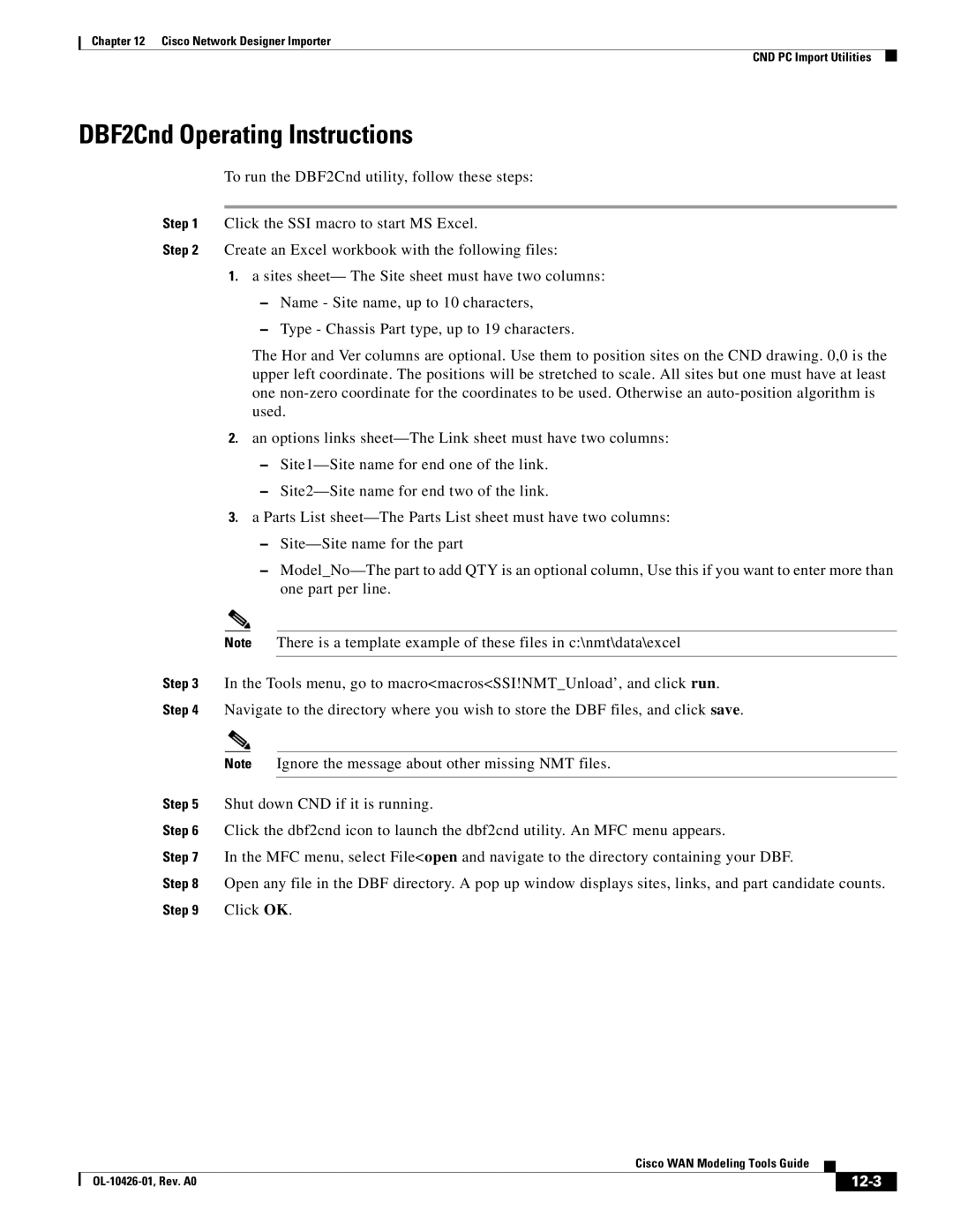 Cisco Systems OL-10426-01 manual DBF2Cnd Operating Instructions, 12-3 