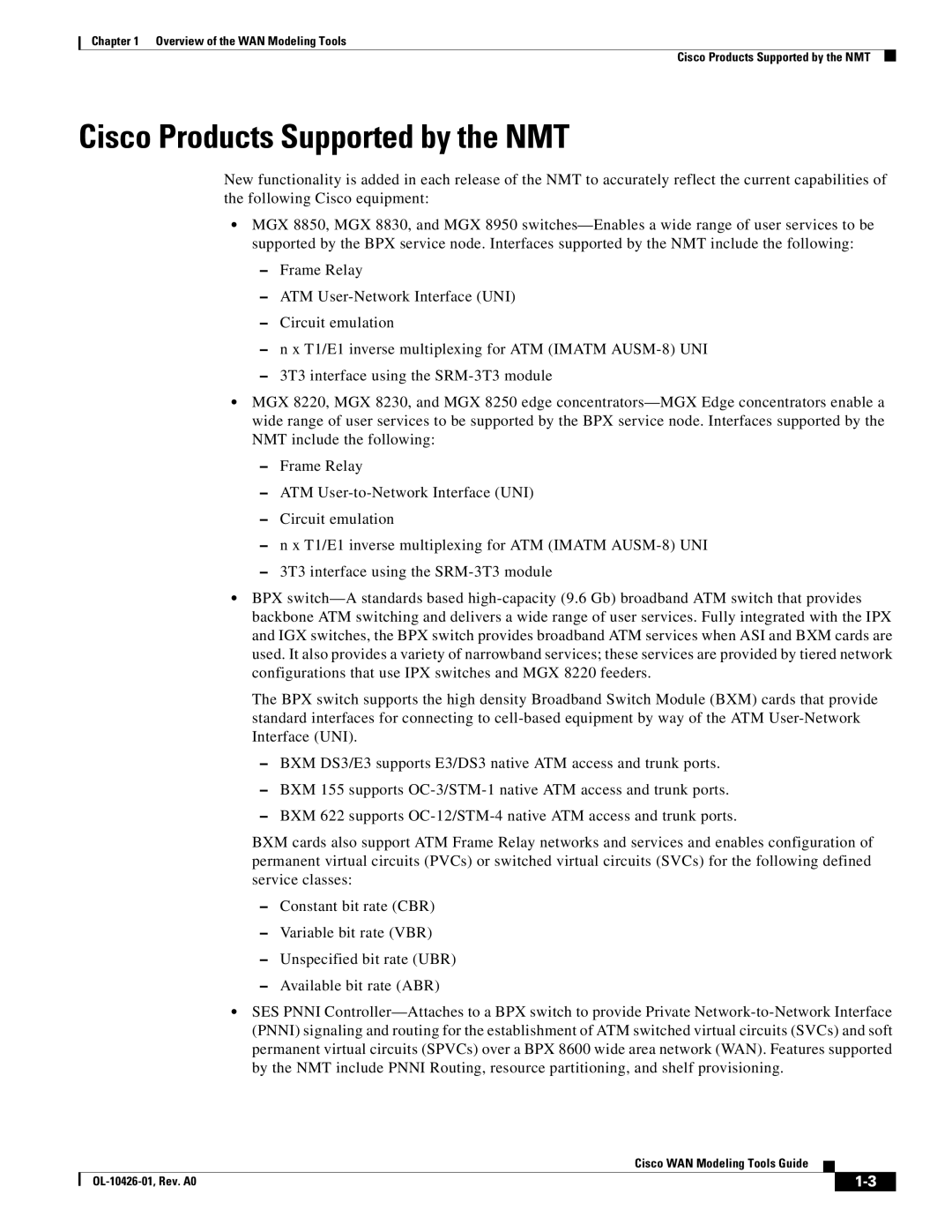 Cisco Systems OL-10426-01 manual Cisco Products Supported by the NMT 