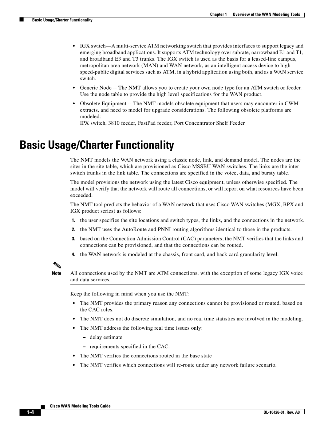 Cisco Systems OL-10426-01 manual Basic Usage/Charter Functionality 