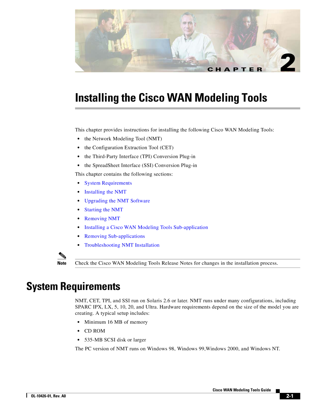 Cisco Systems OL-10426-01 manual Installing the Cisco WAN Modeling Tools, System Requirements, Cd Rom 