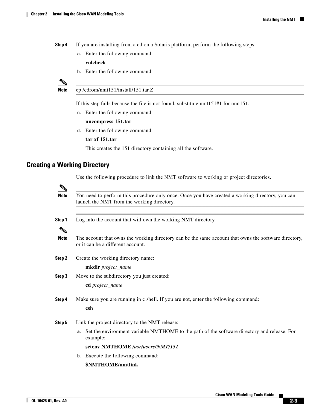 Cisco Systems OL-10426-01 manual Csh, Execute the following command $NMTHOME/nmtlink 