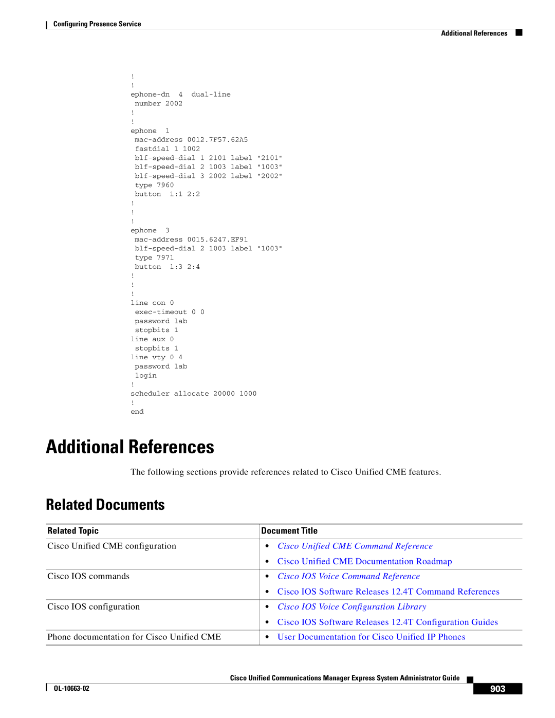 Cisco Systems OL-10663-02 manual Additional References, Related Documents, Related Topic Document Title, 903 