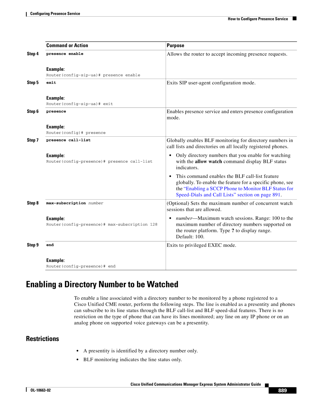 Cisco Systems OL-10663-02 manual Enabling a Directory Number to be Watched, 889 