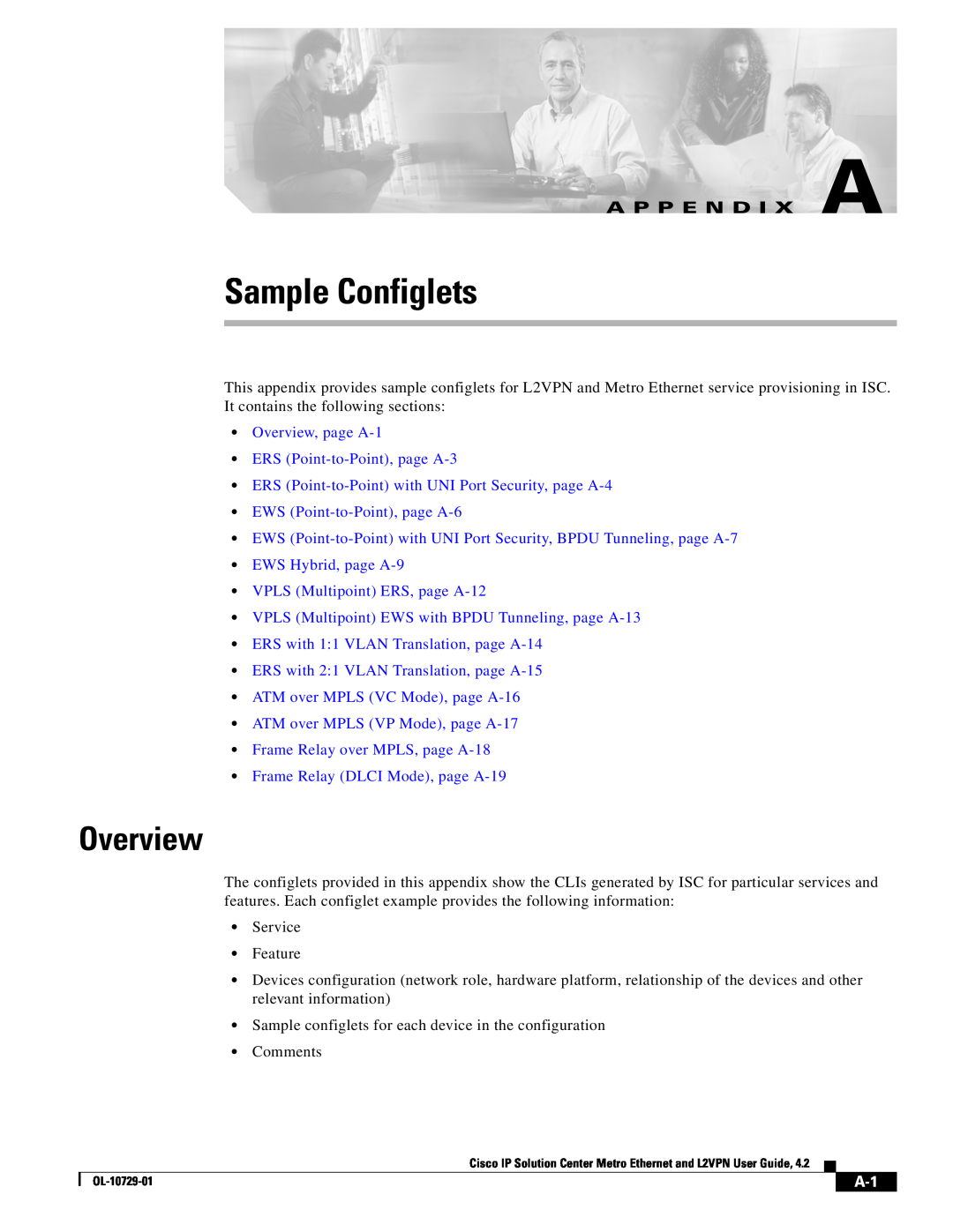 Cisco Systems OL-10729-01 appendix Overview, Sample Configlets, A P P E N D I X A 
