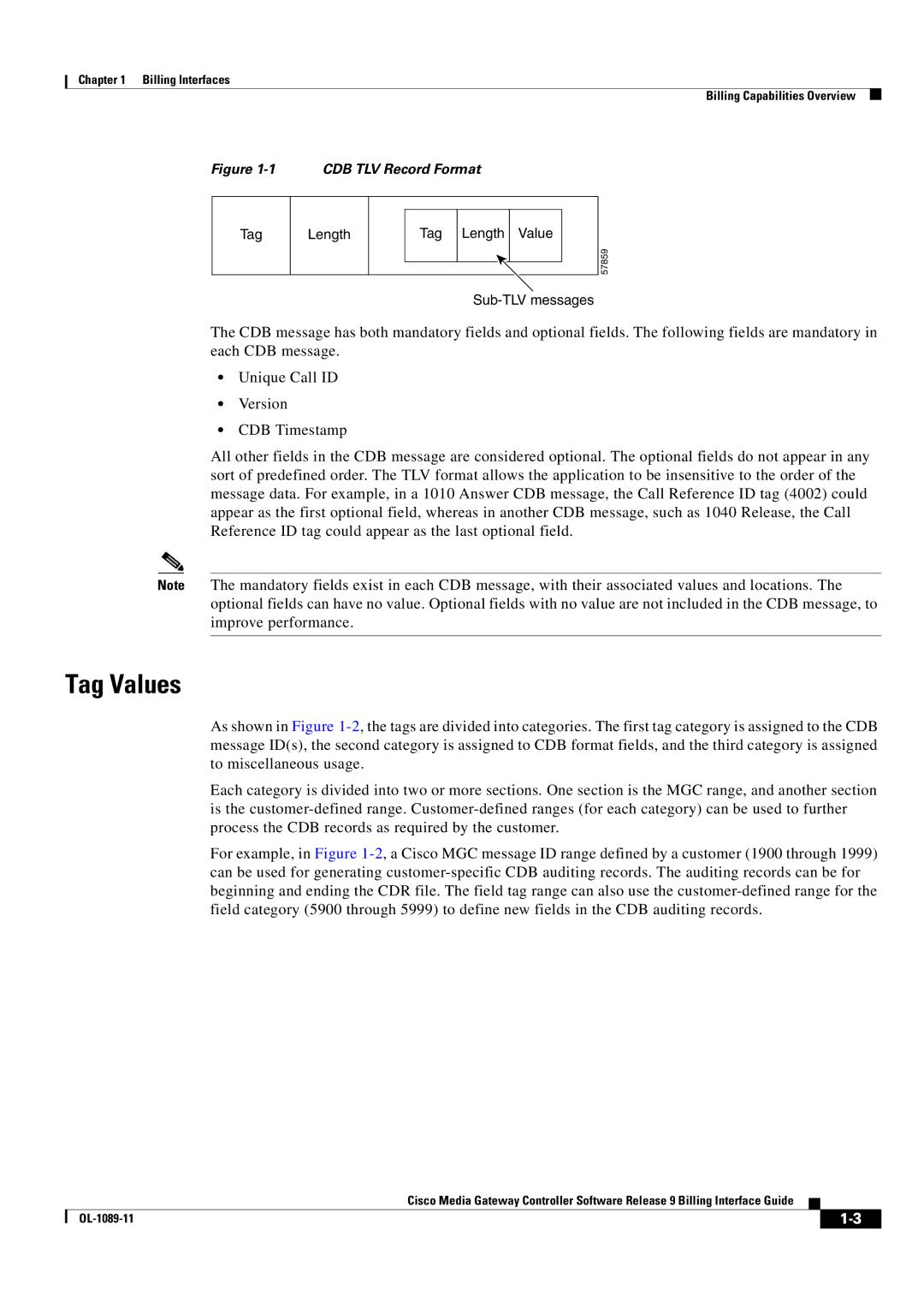 Cisco Systems OL-1089-11 manual Tag Values, CDB TLV Record Format 