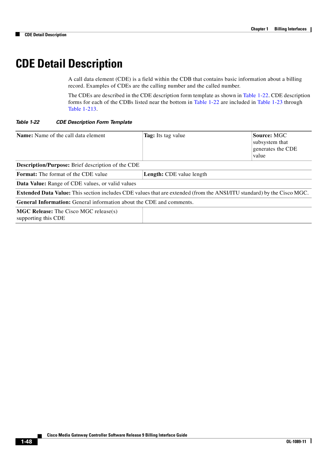 Cisco Systems OL-1089-11 manual CDE Detail Description, Source MGC 