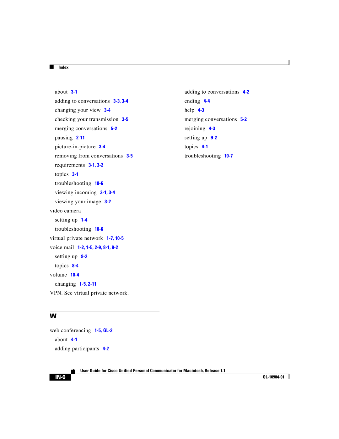 Cisco Systems OL-10984-01 manual About Adding participants, IN-6 