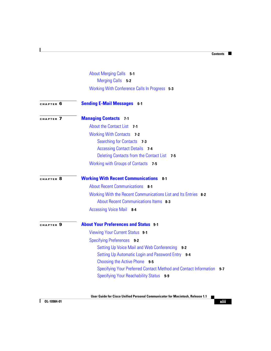 Cisco Systems OL-10984-01 manual About Merging Calls, Xiii 