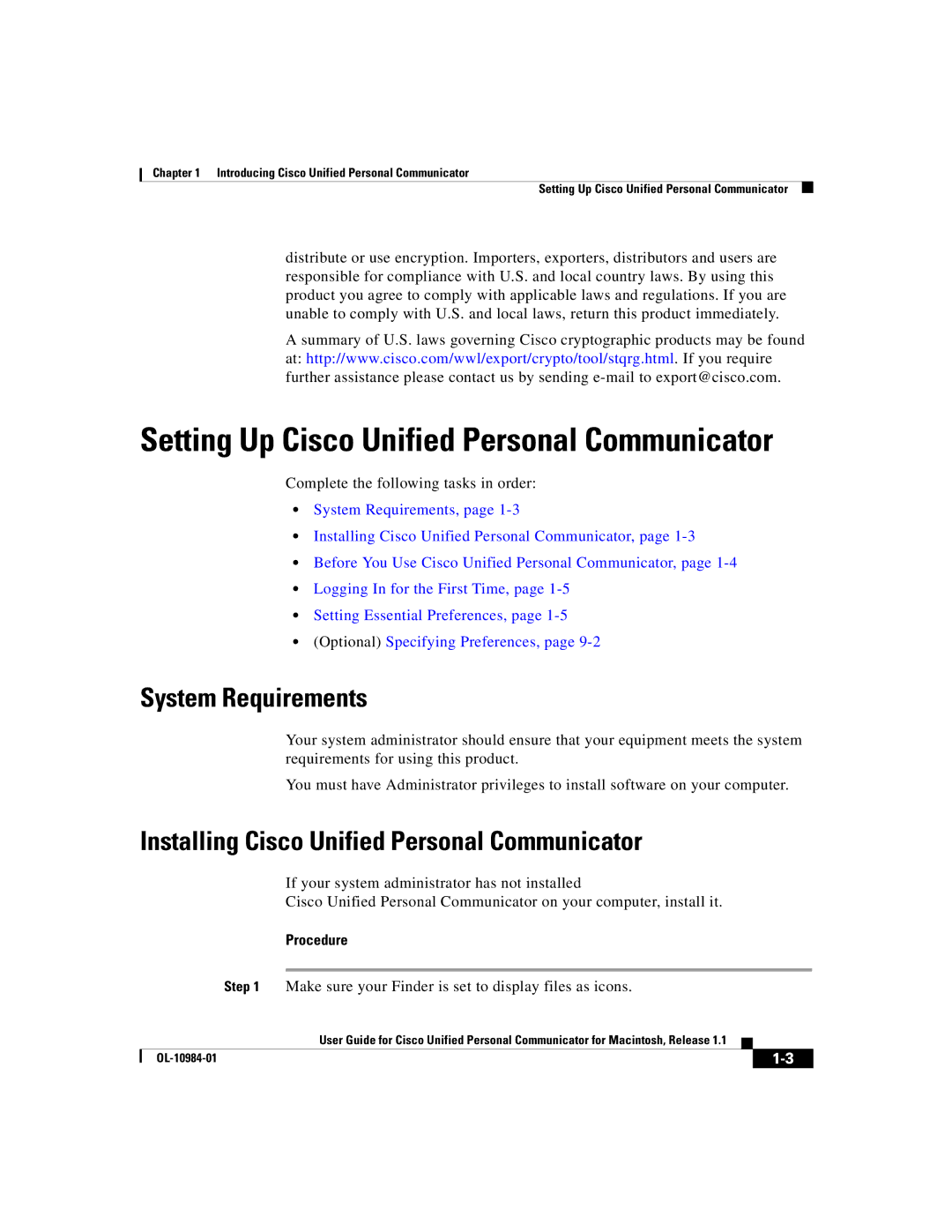 Cisco Systems OL-10984-01 manual System Requirements, Installing Cisco Unified Personal Communicator, Procedure 