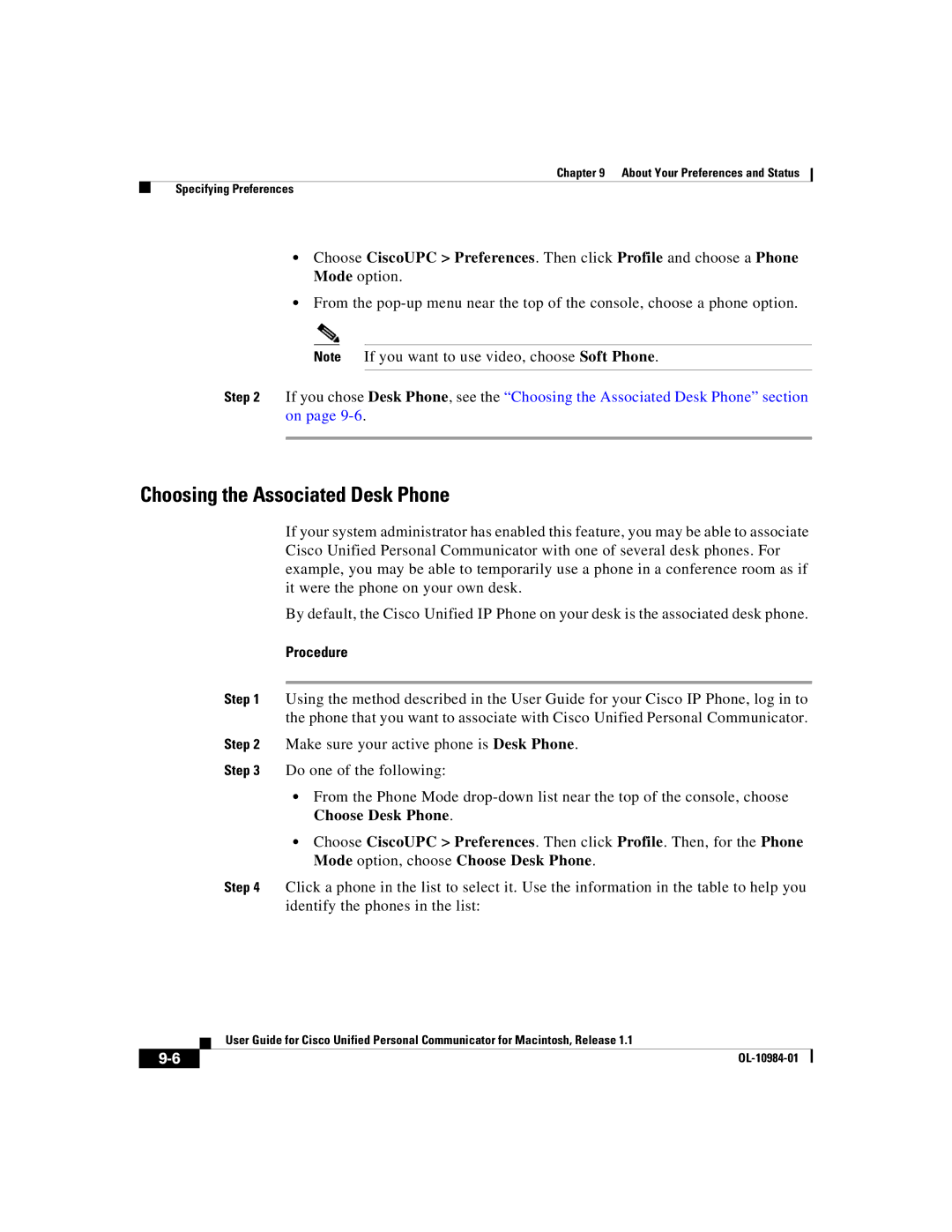 Cisco Systems OL-10984-01 manual Choosing the Associated Desk Phone 