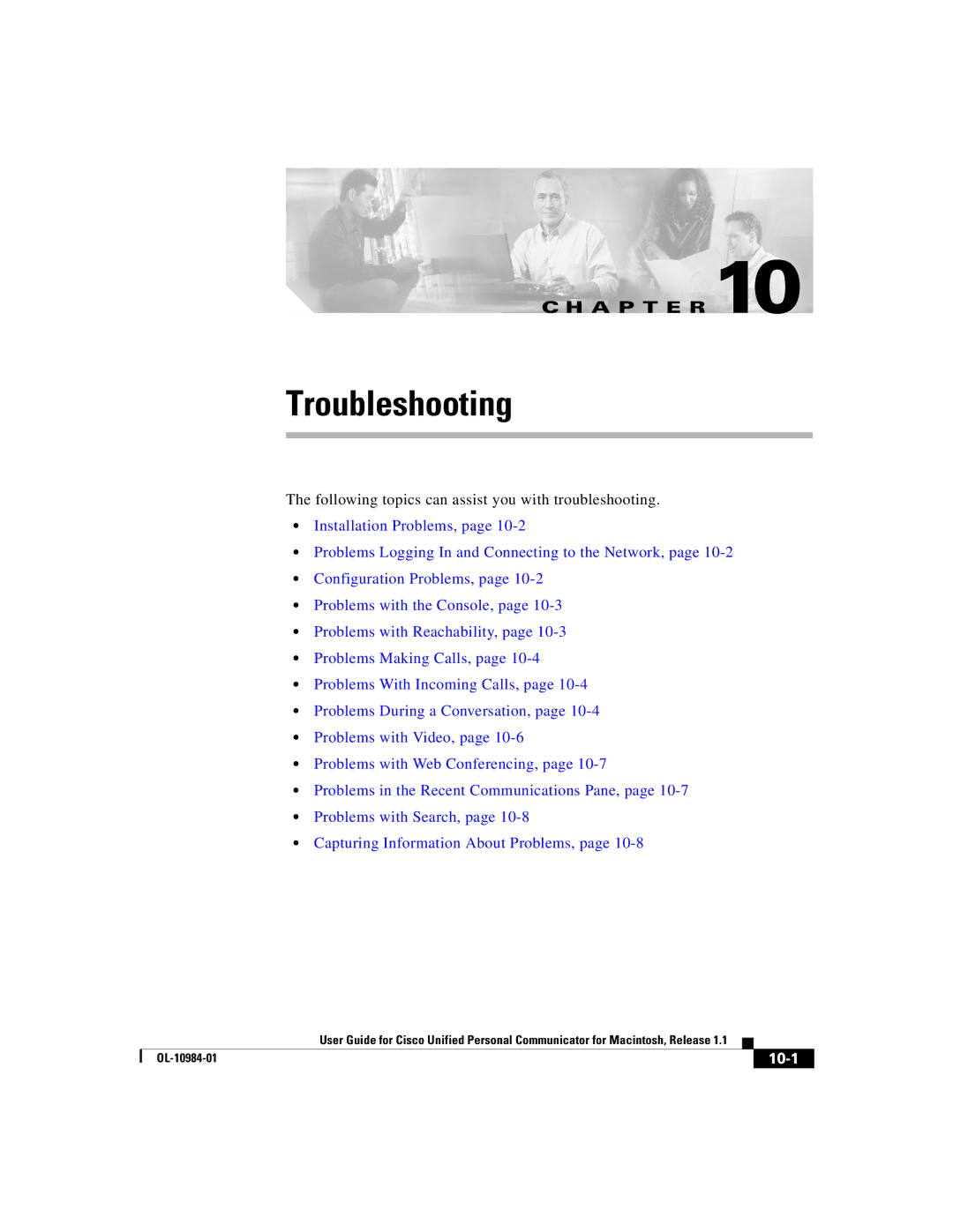 Cisco Systems OL-10984-01 manual Troubleshooting, 10-1 