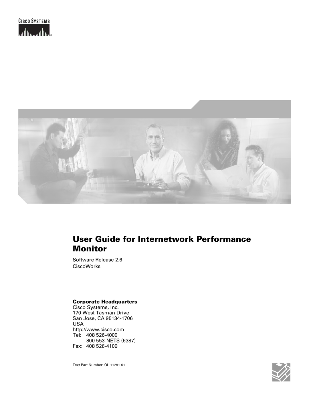 Cisco Systems OL-11291-01 manual User Guide for Internetwork Performance Monitor, Corporate Headquarters 