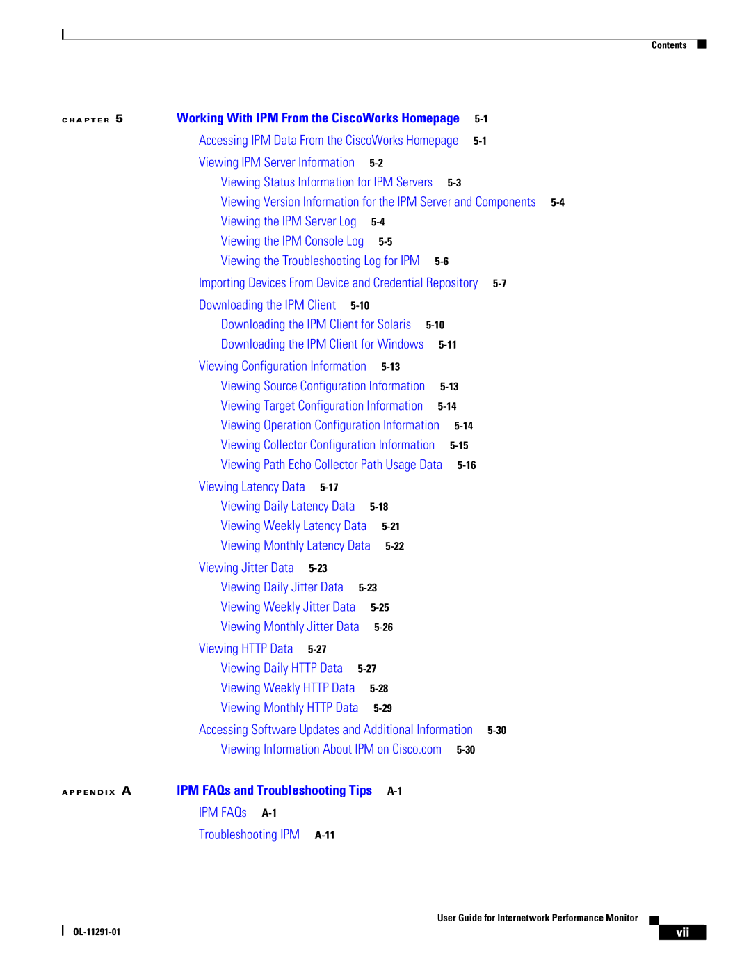 Cisco Systems OL-11291-01 manual Viewing Jitter Data, Vii 