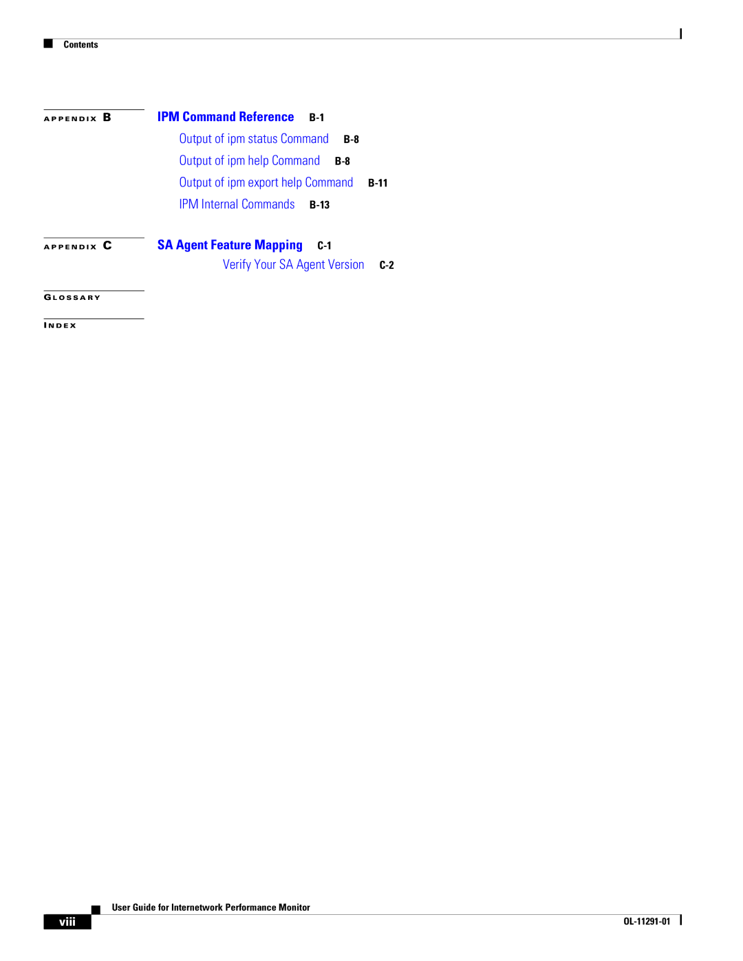 Cisco Systems OL-11291-01 manual IPM Internal Commands, Viii 