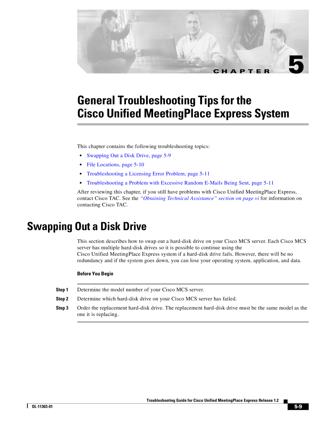 Cisco Systems OL-11303-01 manual Swapping Out a Disk Drive, Before You Begin 