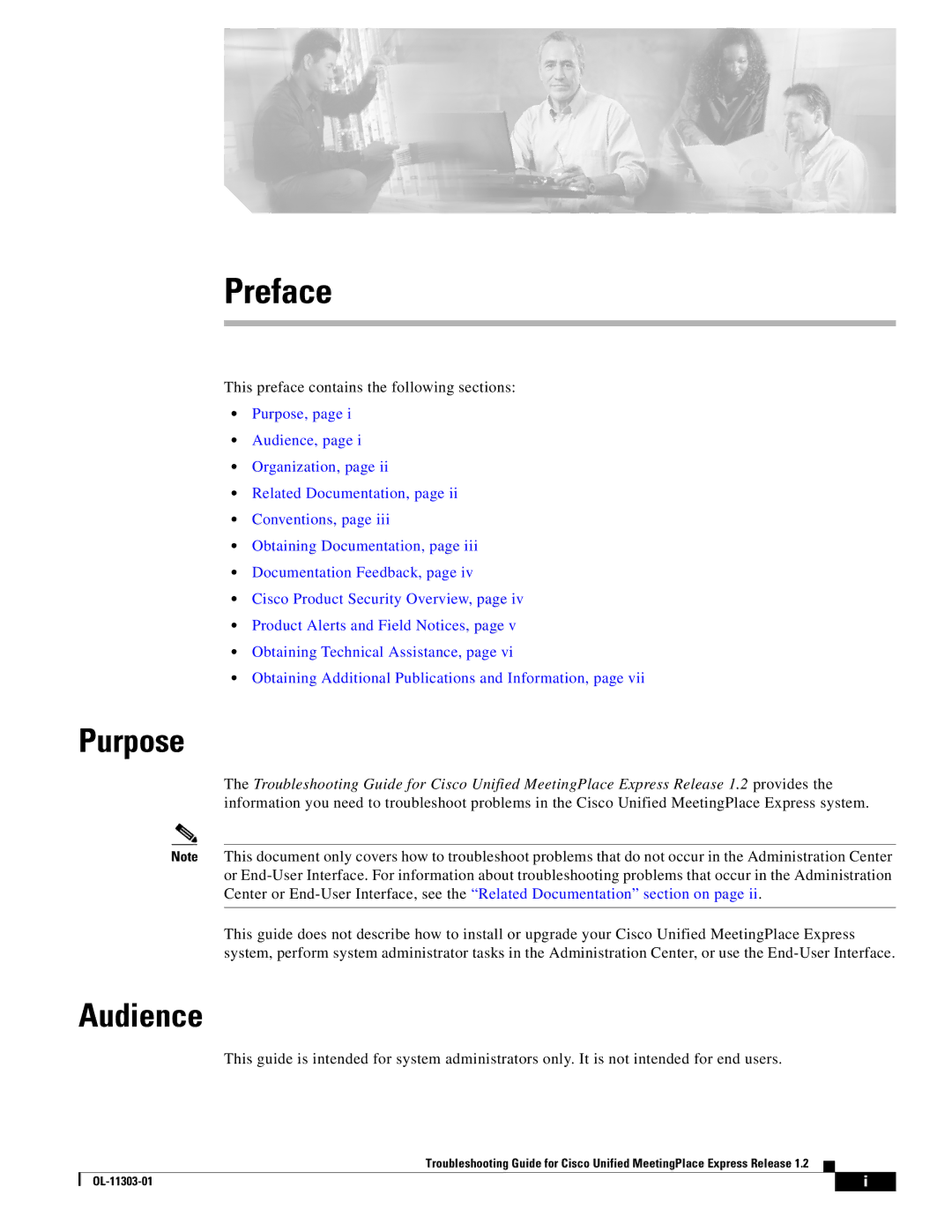 Cisco Systems OL-11303-01 manual Purpose, Audience 