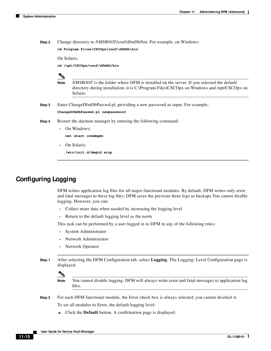 Cisco Systems OL-11390-01 manual Configuring Logging, 11-10 