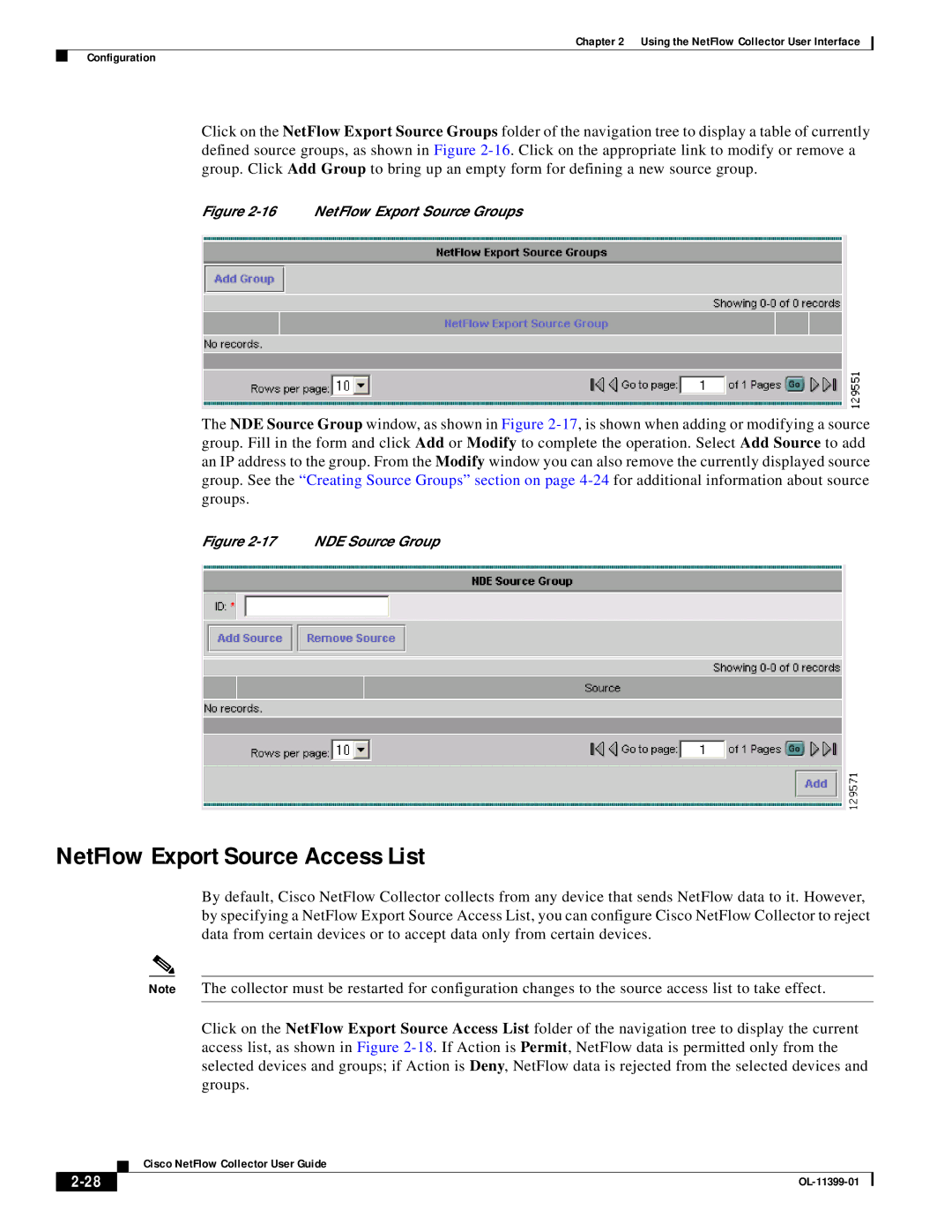 Cisco Systems OL-11399-01 manual NetFlow Export Source Access List, NetFlow Export Source Groups 