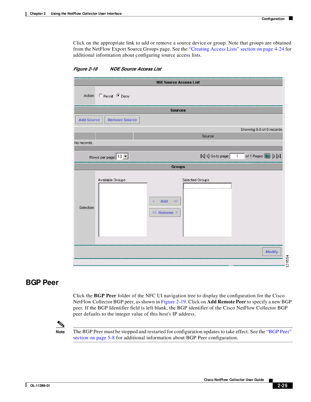 Cisco Systems OL-11399-01 manual BGP Peer, NDE Source Access List 