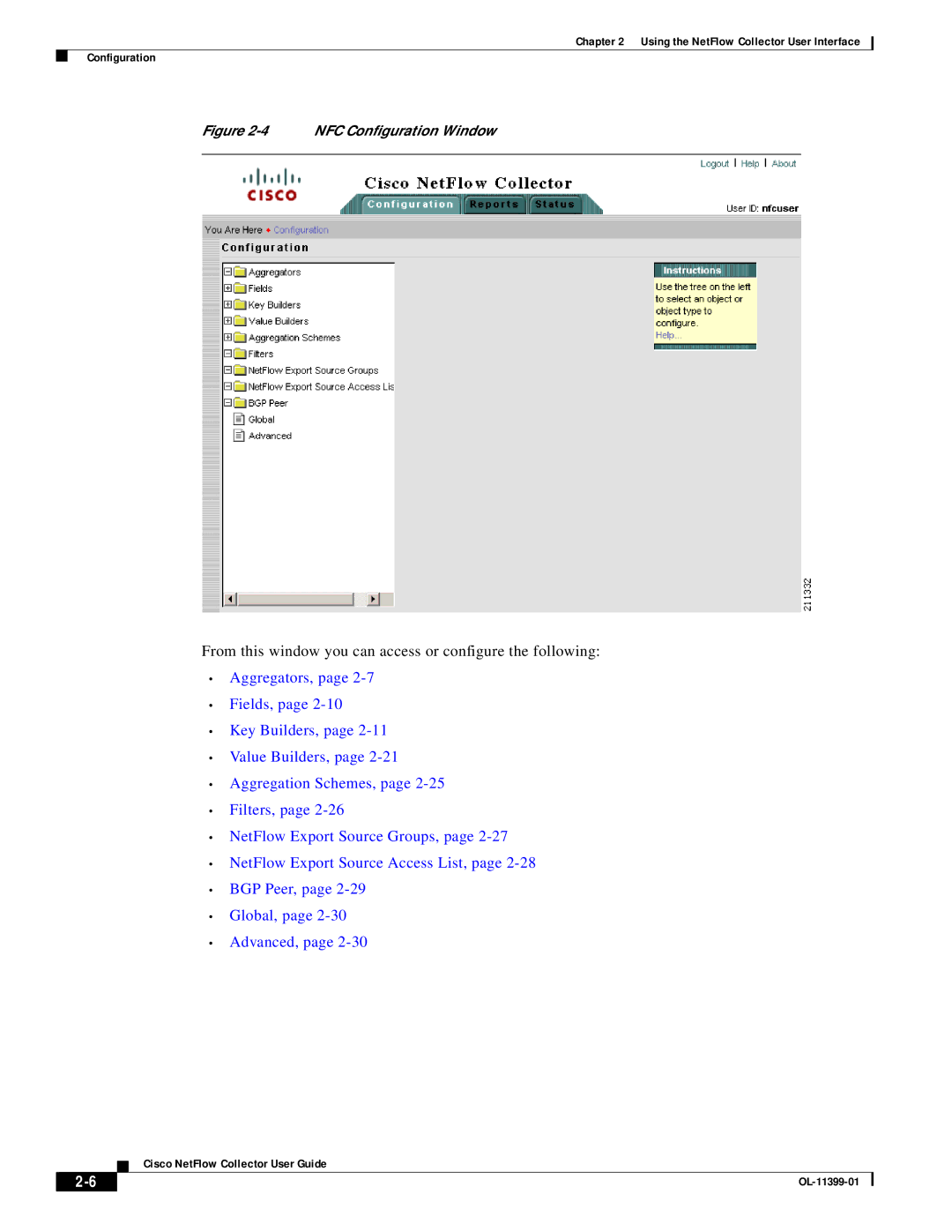 Cisco Systems OL-11399-01 manual From this window you can access or configure the following 