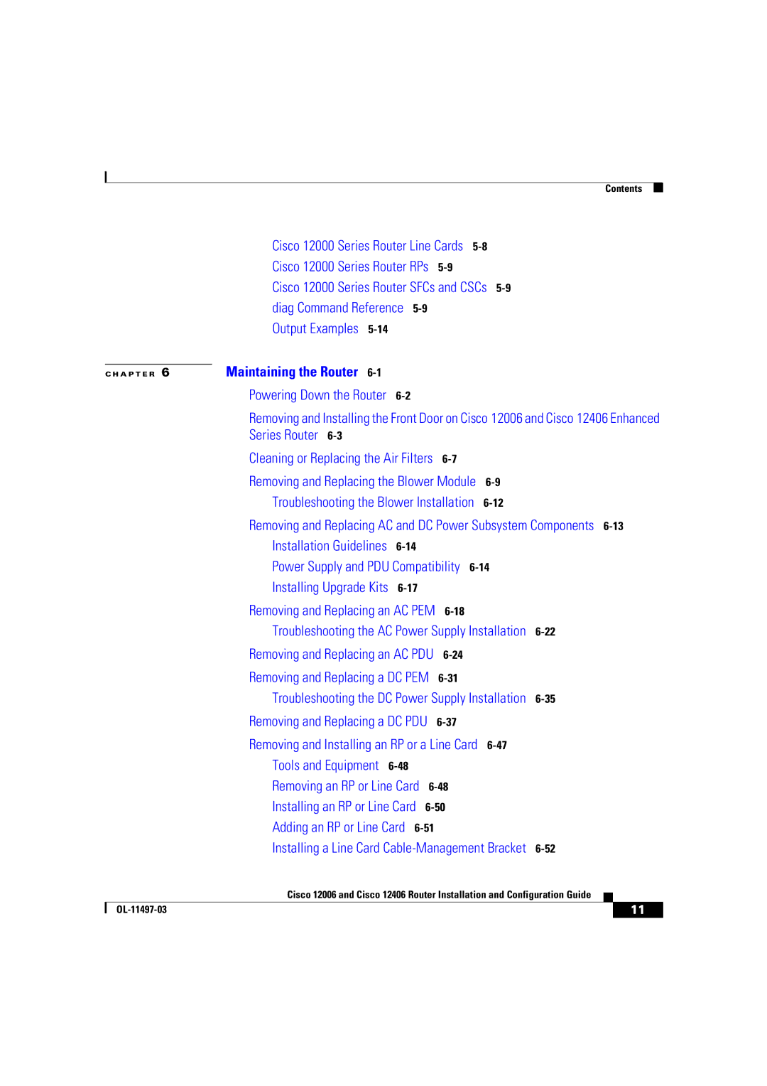 Cisco Systems OL-11497-03 manual Series Router Line Cards 