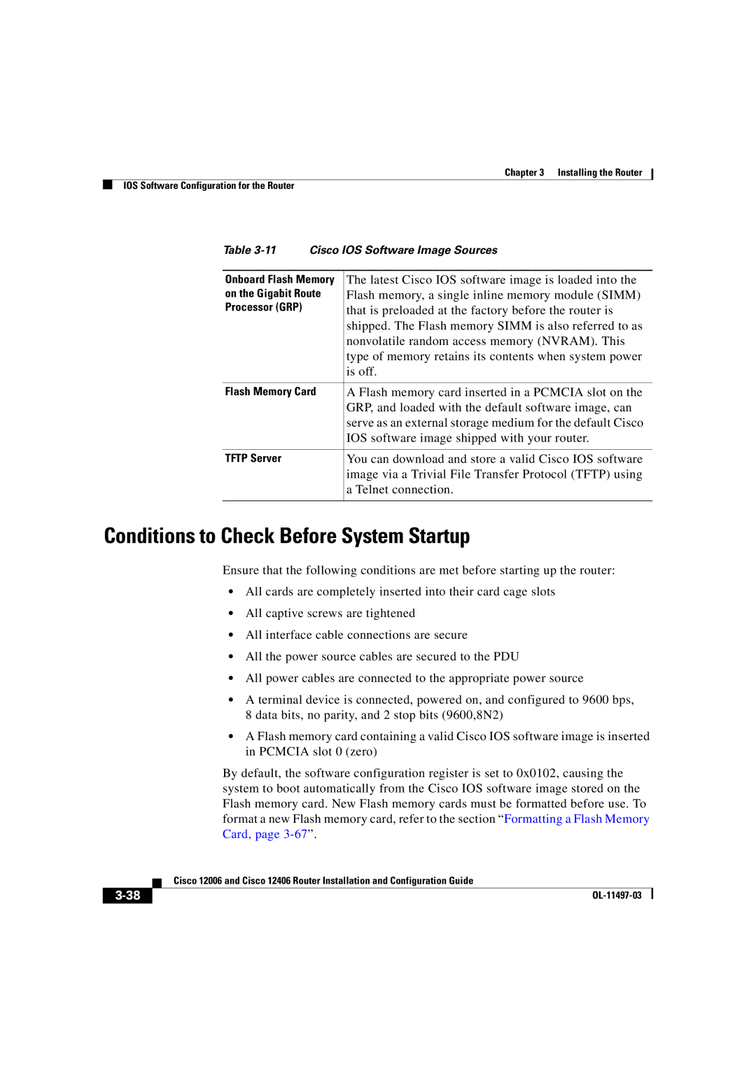 Cisco Systems OL-11497-03 manual Conditions to Check Before System Startup 