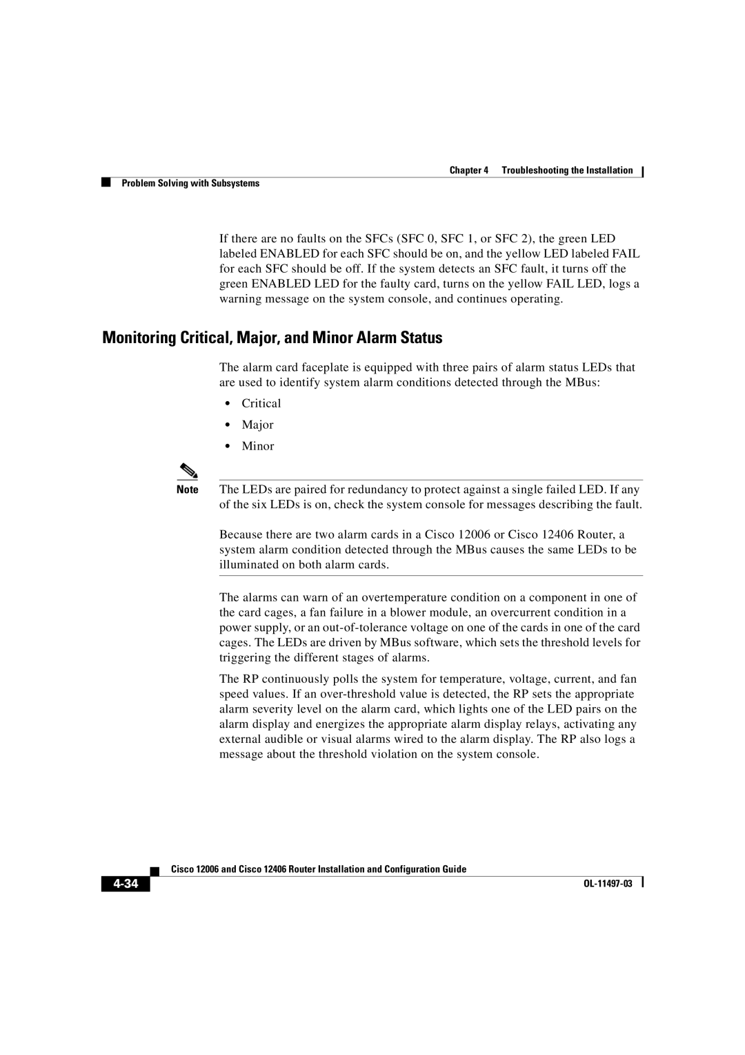 Cisco Systems OL-11497-03 manual Monitoring Critical, Major, and Minor Alarm Status 