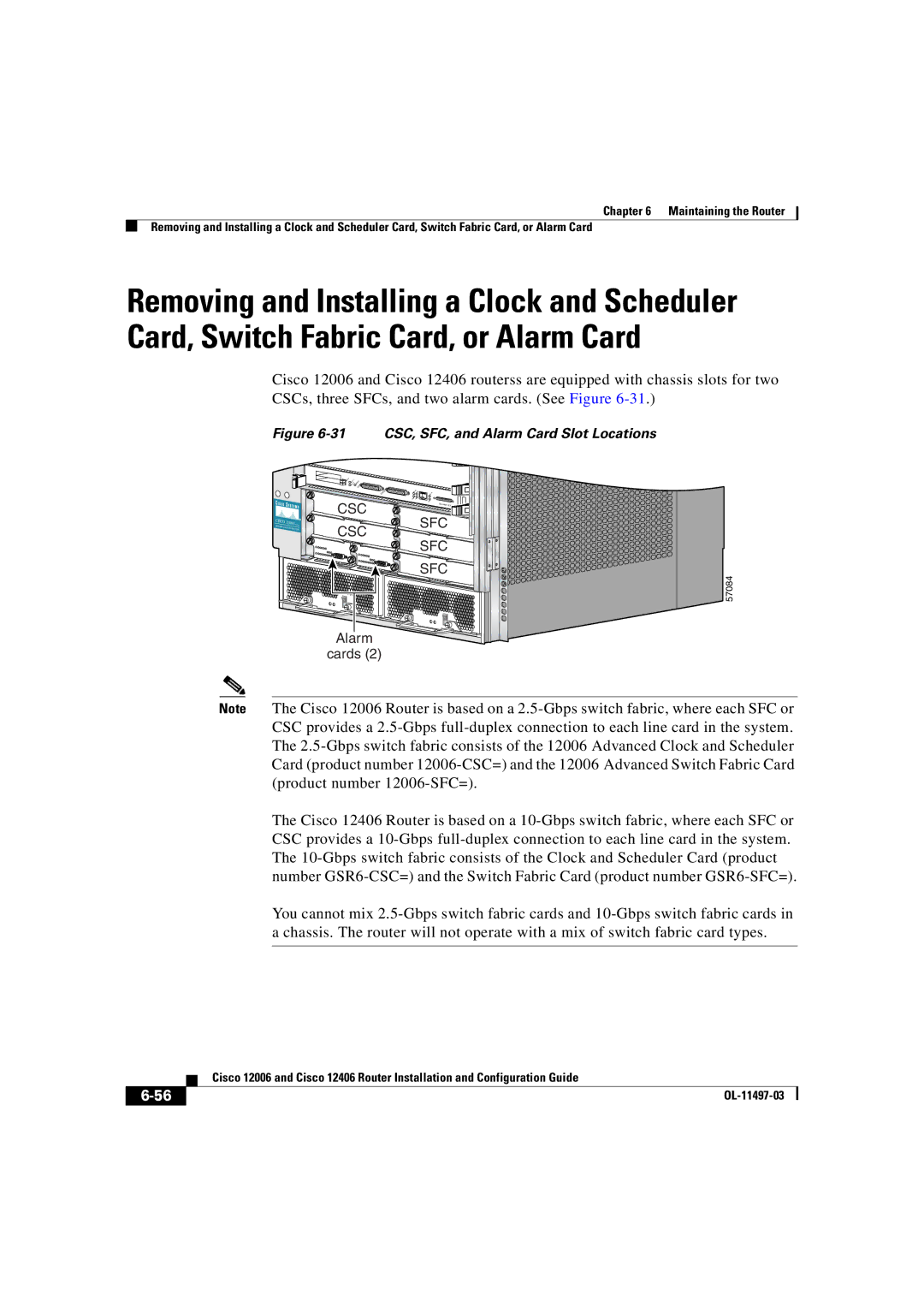 Cisco Systems OL-11497-03 manual 31 CSC, SFC, and Alarm Card Slot Locations 