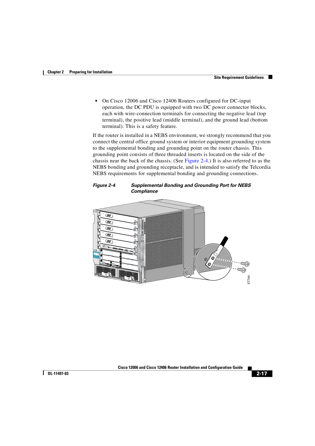 Cisco Systems OL-11497-03 manual Supplemental Bonding and Grounding Port for Nebs Compliance 