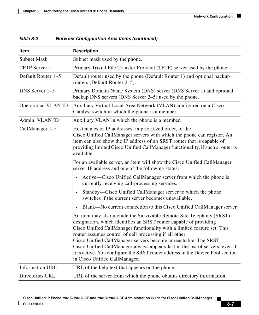 Cisco Systems OL-11528-01 manual Monitoring the Cisco Unified IP Phone Remotely 