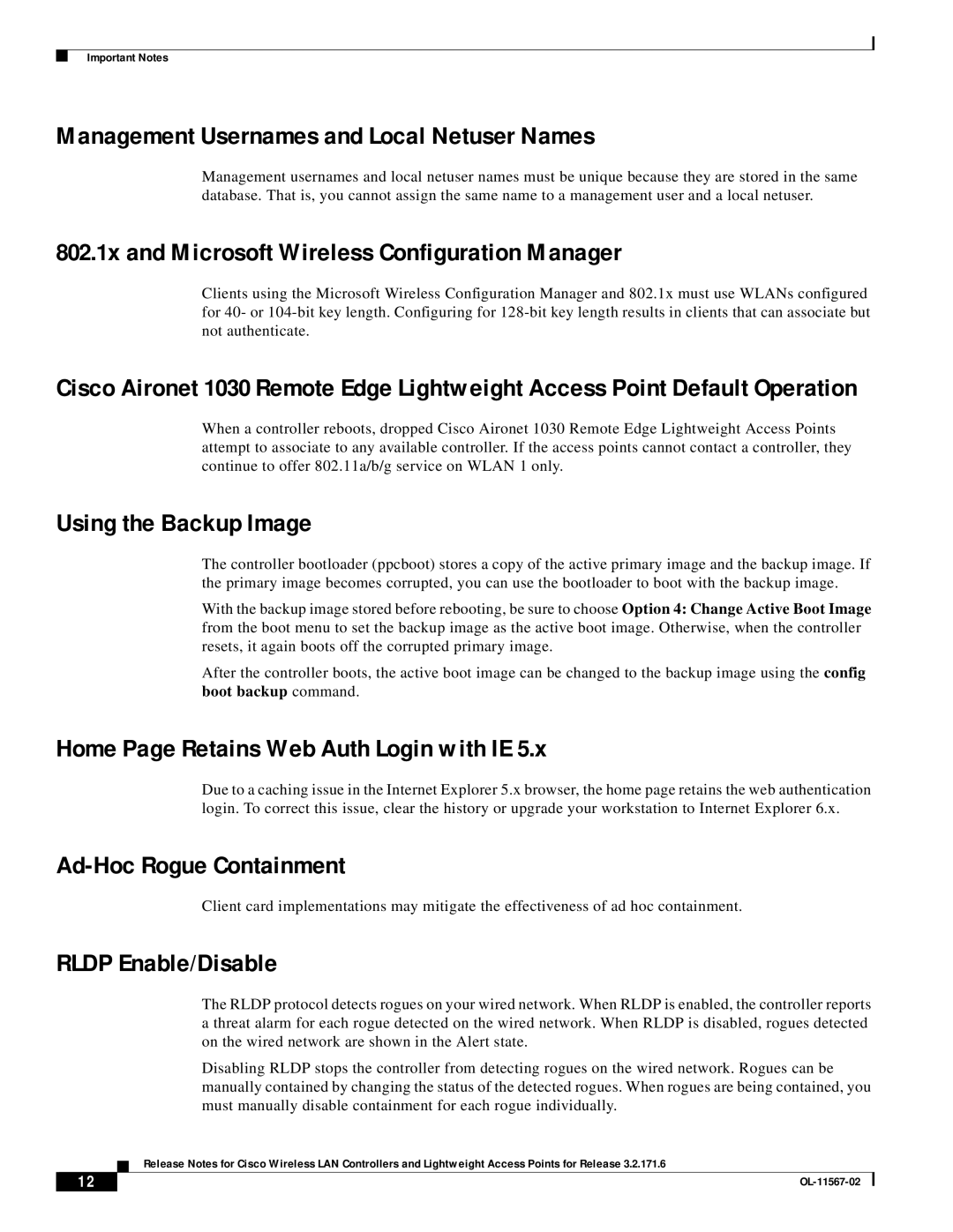 Cisco Systems OL-11567-02 Management Usernames and Local Netuser Names, Using the Backup Image, Ad-Hoc Rogue Containment 