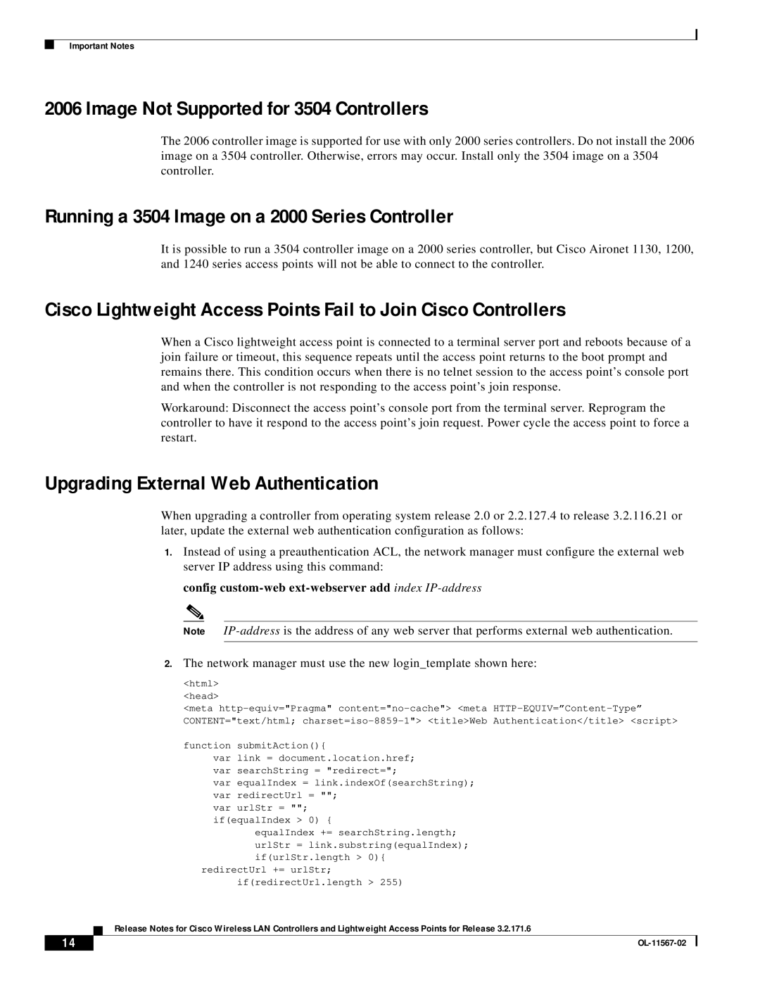 Cisco Systems OL-11567-02 manual Image Not Supported for 3504 Controllers, Running a 3504 Image on a 2000 Series Controller 