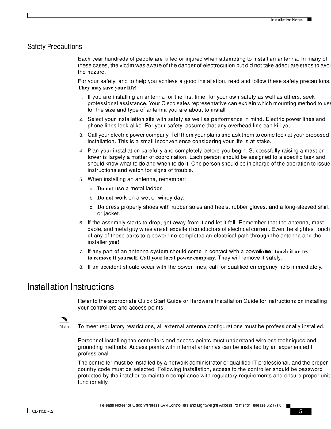 Cisco Systems OL-11567-02 manual Installation Instructions, They may save your life 