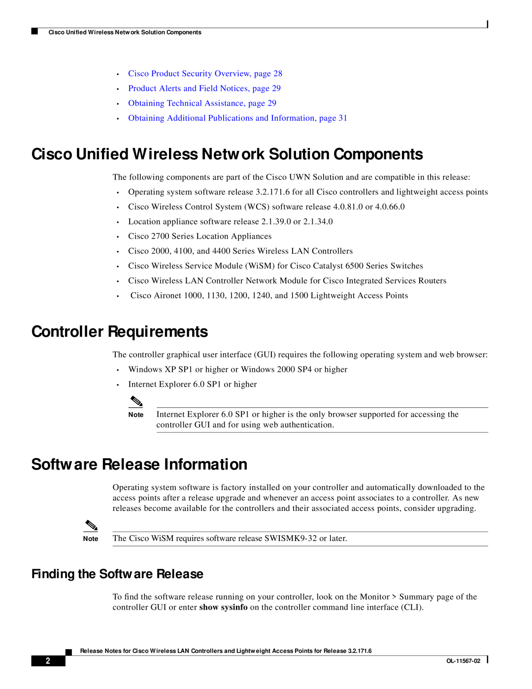 Cisco Systems OL-11567-02 manual Cisco Unified Wireless Network Solution Components, Controller Requirements 