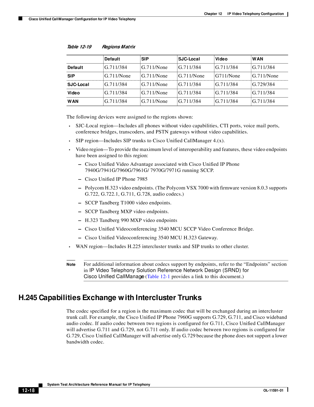 Cisco Systems OL-11591-01 manual Capabilities Exchange with Intercluster Trunks, 12-18 