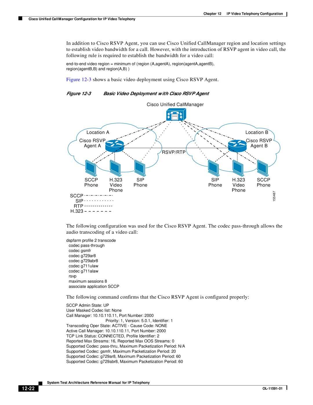 Cisco Systems OL-11591-01 manual 3shows a basic video deployment using Cisco Rsvp Agent, 12-22 