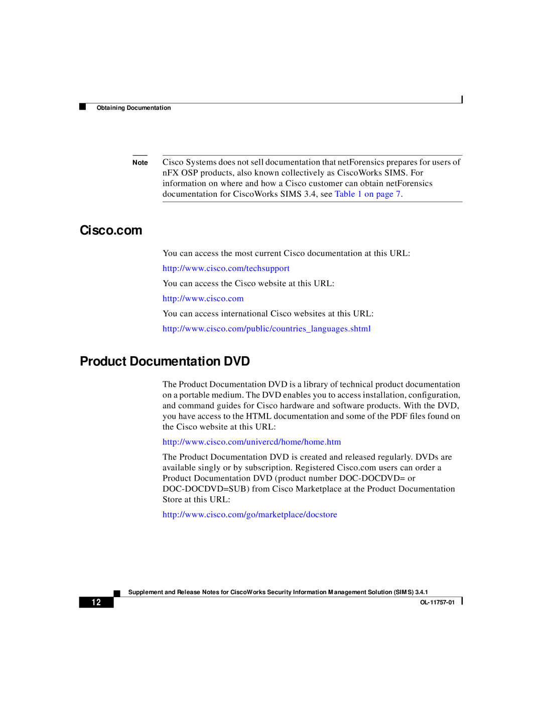 Cisco Systems OL-11757-01 manual Cisco.com, Product Documentation DVD 