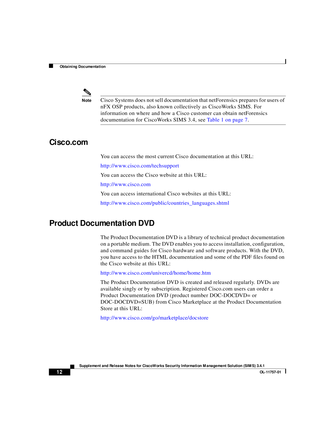 Cisco Systems OL-11757-01 manual Product Documentation DVD 