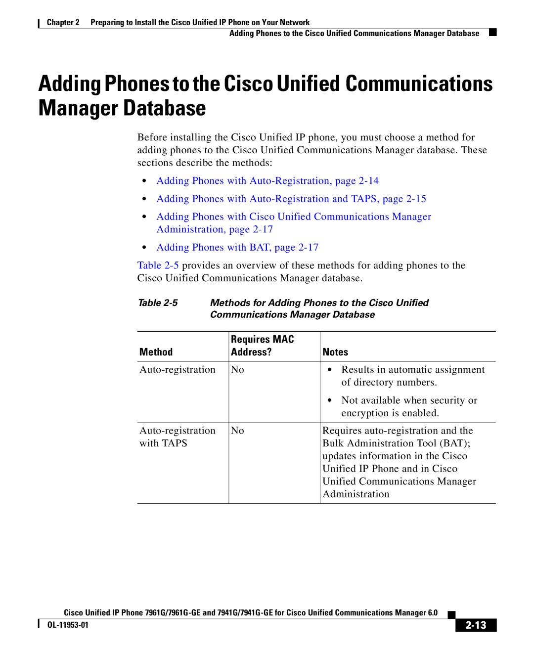 Cisco Systems OL-11953-01 manual Requires MAC Method Address? 