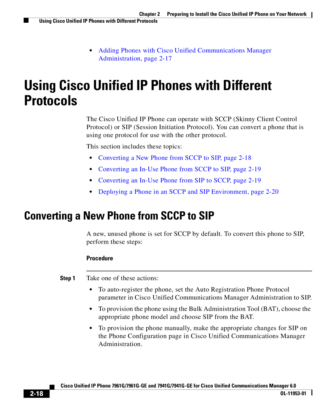 Cisco Systems OL-11953-01 Using Cisco Unified IP Phones with Different Protocols, Converting a New Phone from Sccp to SIP 