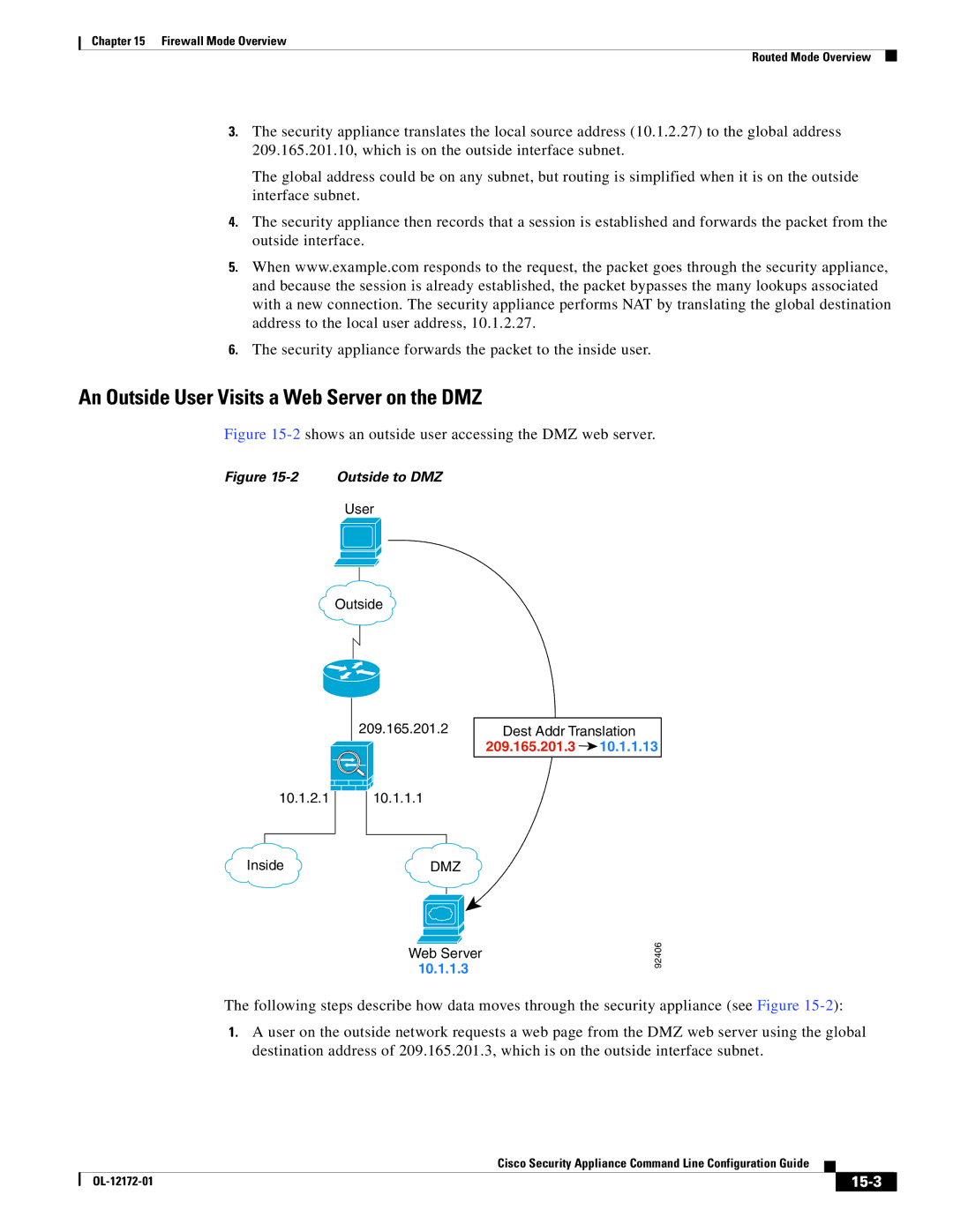 Cisco Systems OL-12172-01 manual An Outside User Visits a Web Server on the DMZ, 15-3 