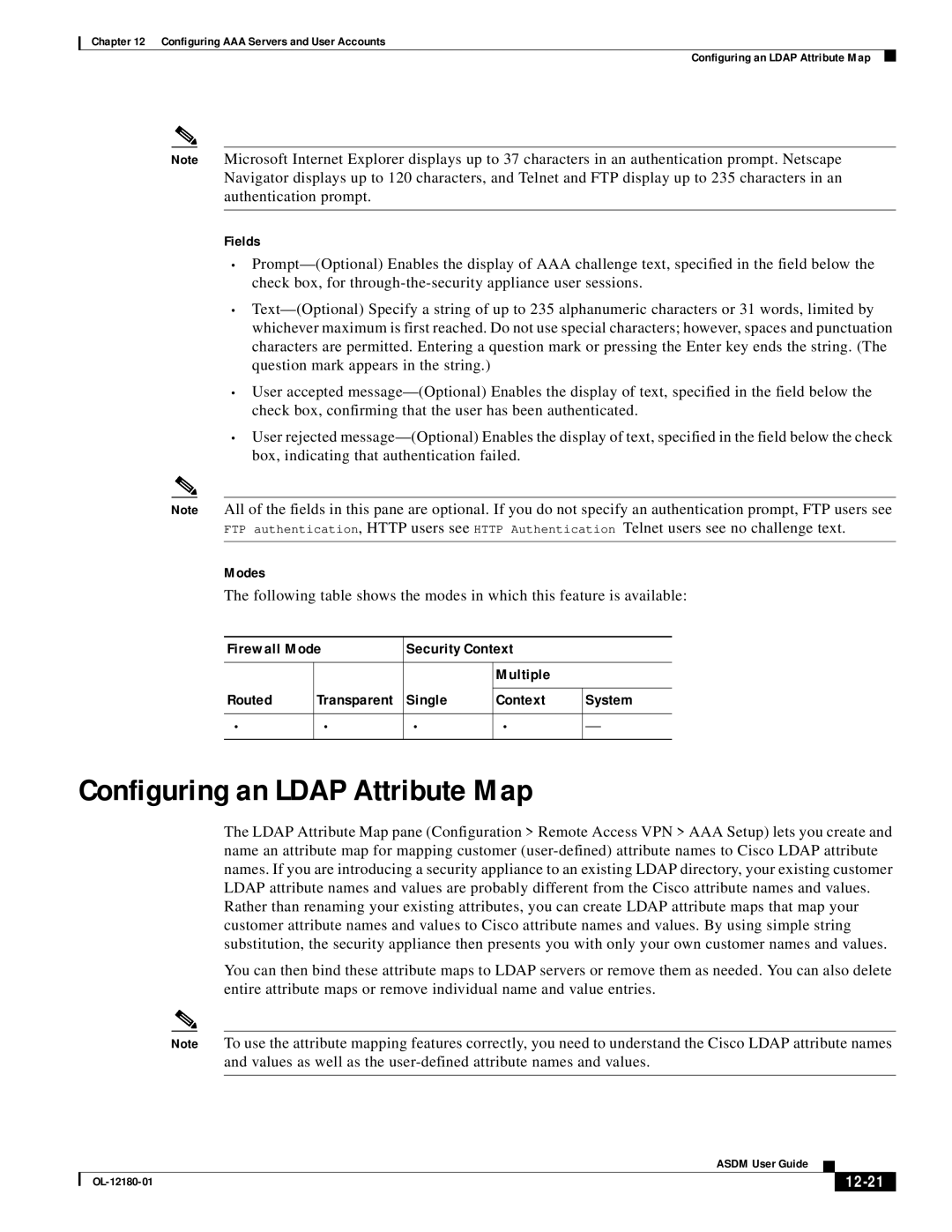 Cisco Systems OL-12180-01 manual Configuring an Ldap Attribute Map, 12-21 