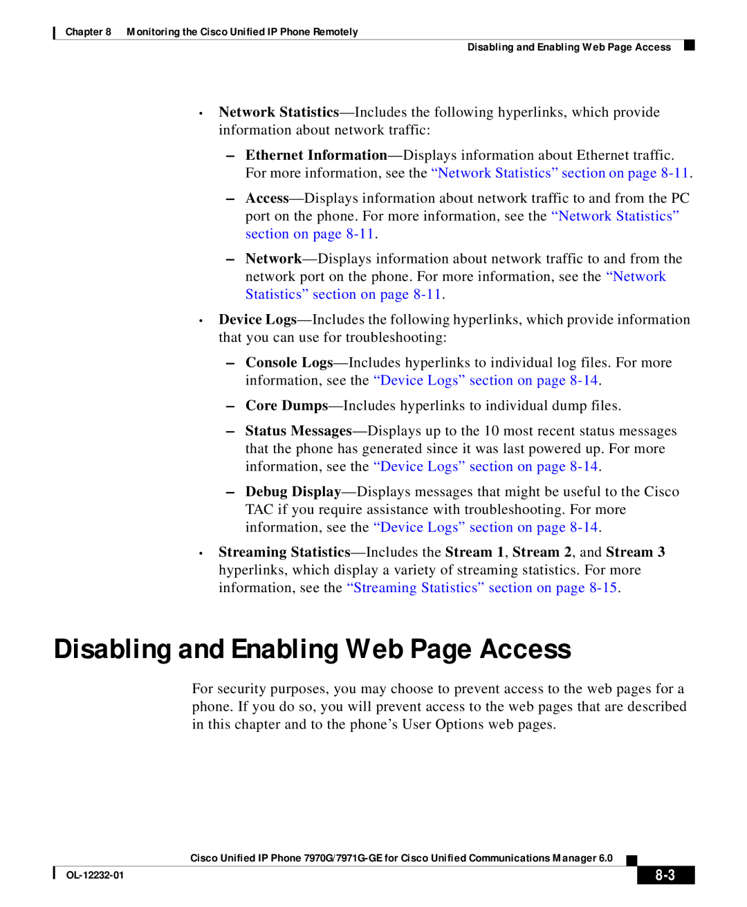 Cisco Systems OL-12232-01 manual Disabling and Enabling Web Page Access 