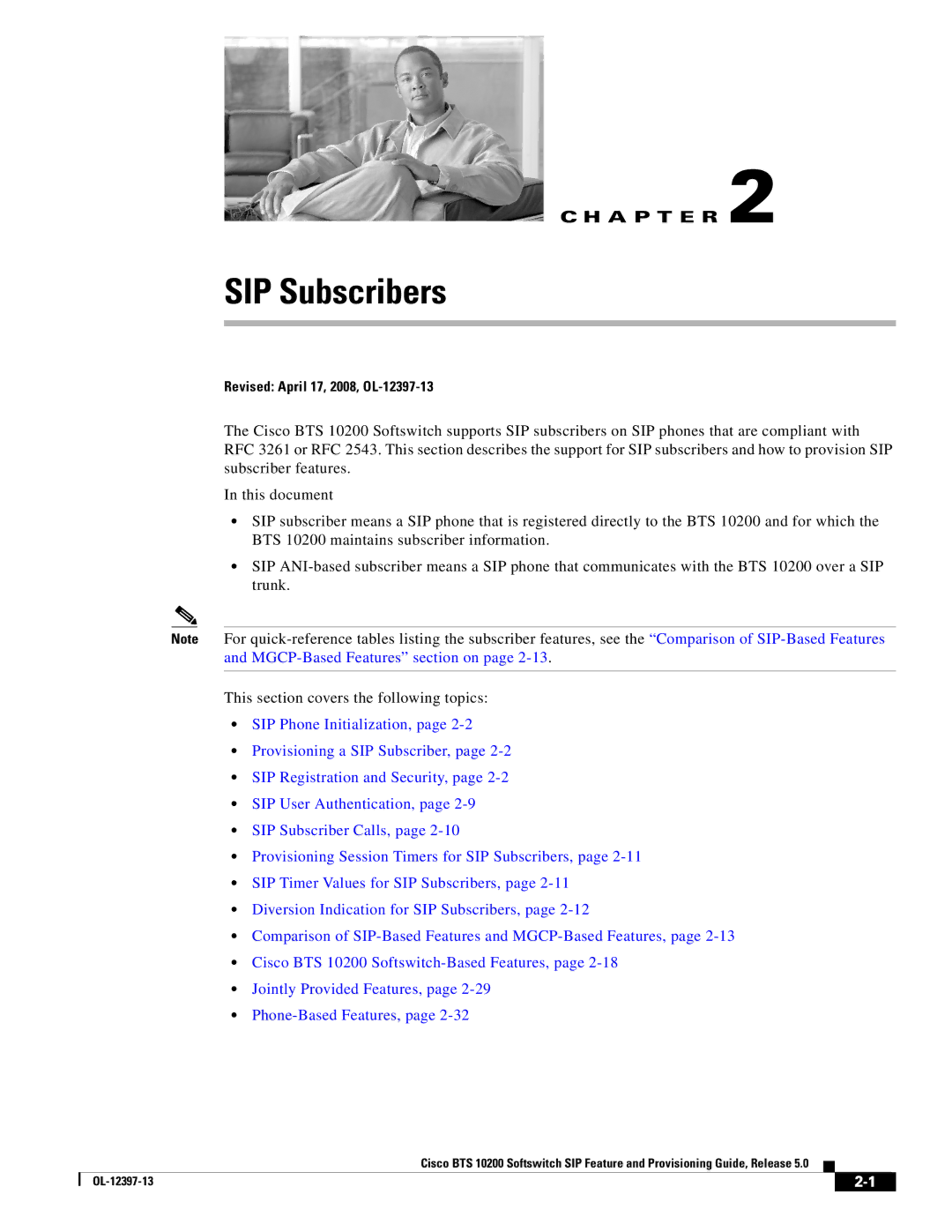 Cisco Systems OL-12397-13 manual SIP Subscribers, A P T E R 