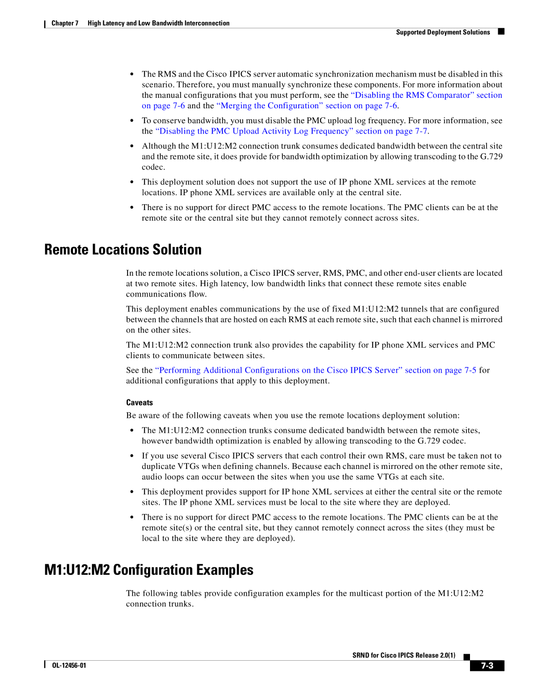 Cisco Systems OL-12456-01 manual Remote Locations Solution, M1U12M2 Configuration Examples 