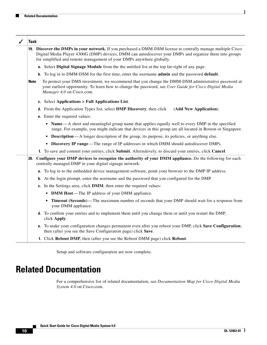 Cisco Systems OL-12463-01 quick start Related Documentation, Select Applications Full Applications List 