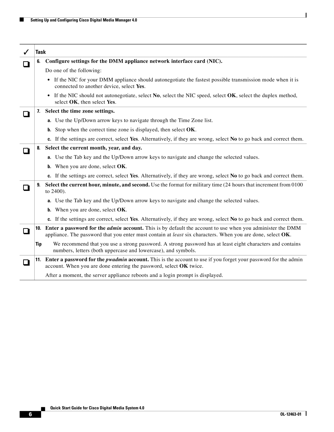 Cisco Systems OL-12463-01 quick start Select the time zone settings 