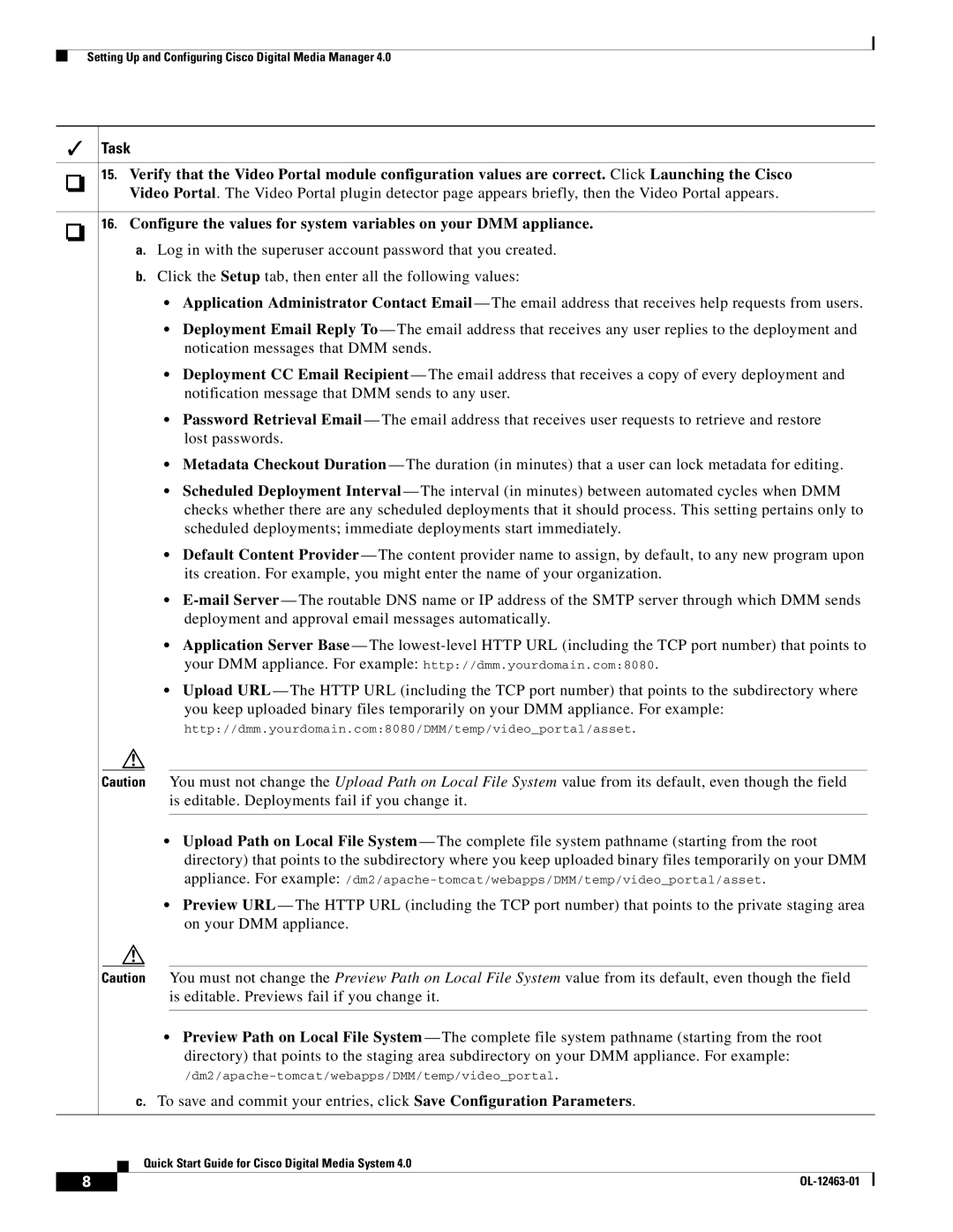 Cisco Systems OL-12463-01 quick start Dm2/apache-tomcat/webapps/DMM/temp/videoportal 