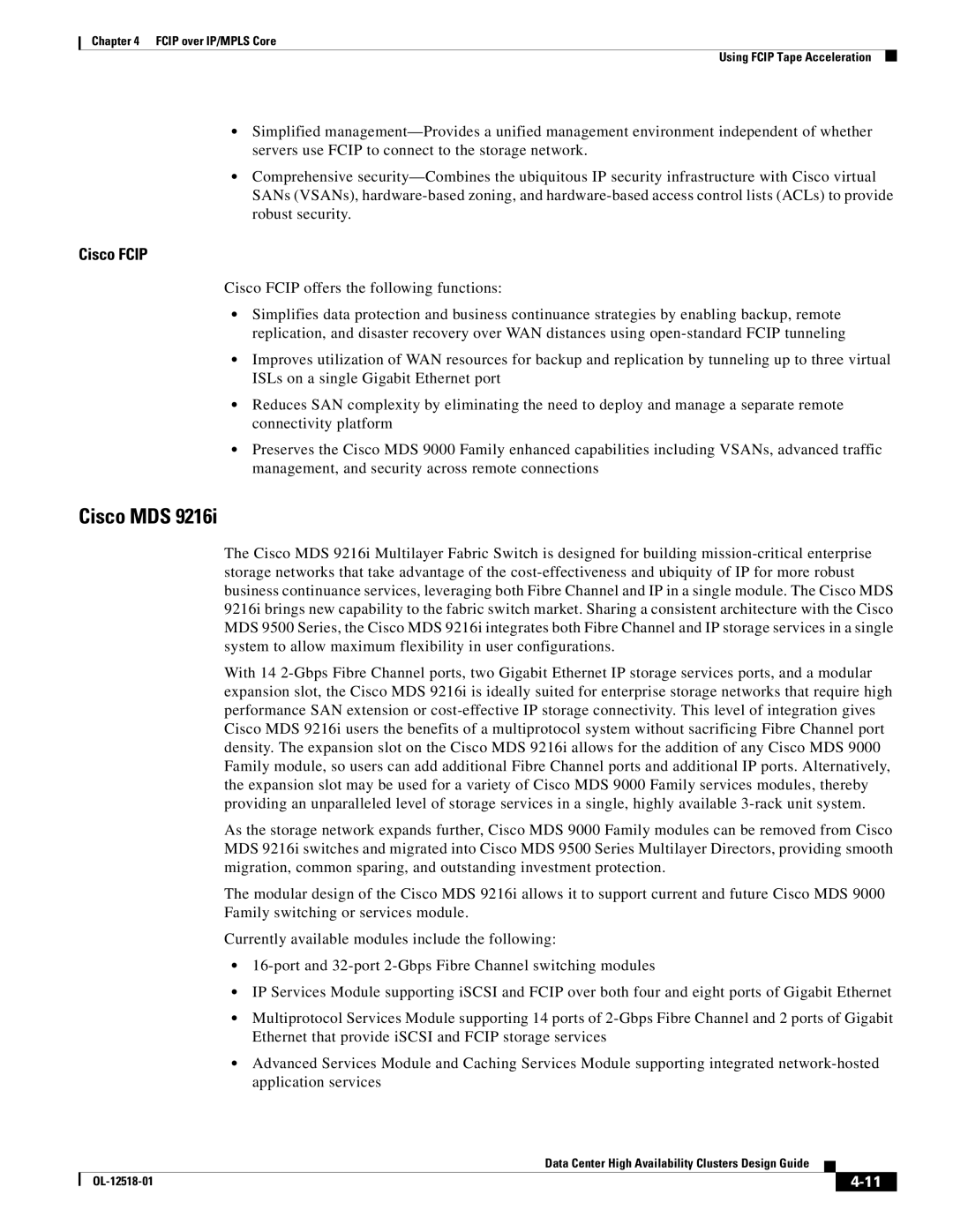 Cisco Systems OL-12518-01 manual Cisco MDS, Cisco Fcip 